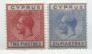 Cyprus KGV 1921  2 & 2 3/4 piastres mint o.g.