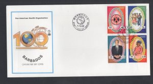 Barbados #1039-42 (2002 Health Organization set) unaddressed PO FDC