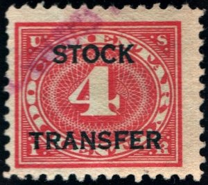 RD3 4¢ Stock Transfer Stamp (1918) Used