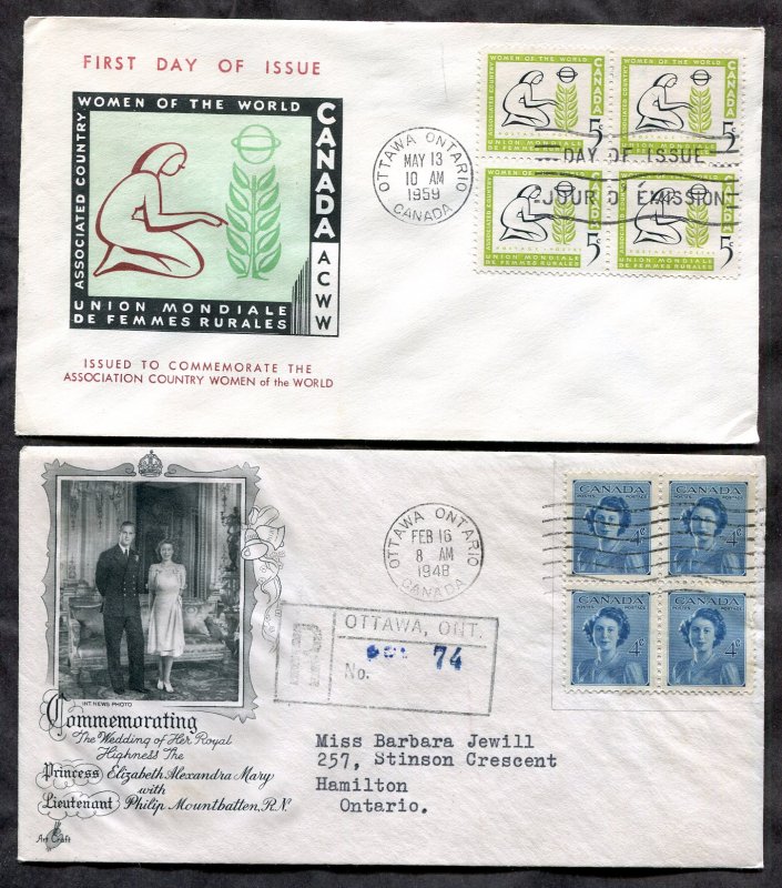 d31 - Canada Lot of (2) FDC Covers 1948 & 1959