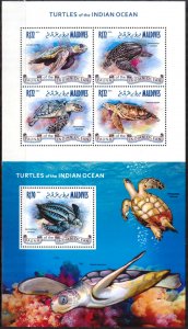 Maldive Islands 2013 Turtles Sheet + S/S MNH