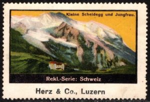 Vintage Switzerland Poster Stamp Herz & Co., Lucerne Kleine Scheidegg Jungfrau