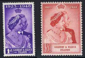 Gilbert and Ellice Islands #54-55 (SG 57-58) Cat£16, 1949 Silver Wedding, se...