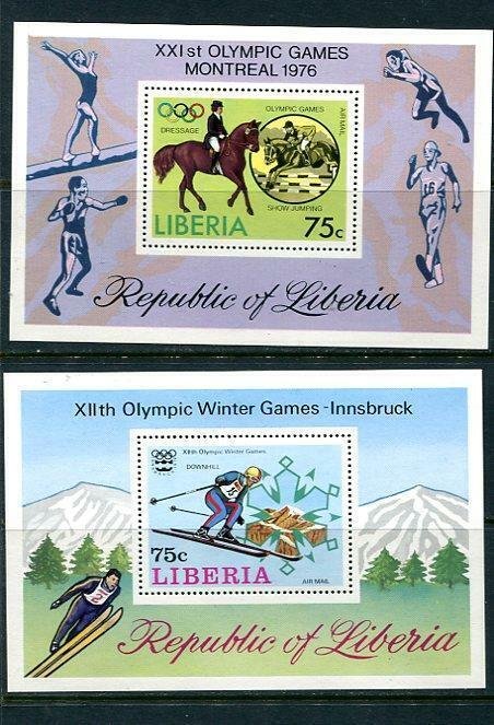 Olympics Games  4 Souvenir Sheets Belgium  Liberia MNH 7655