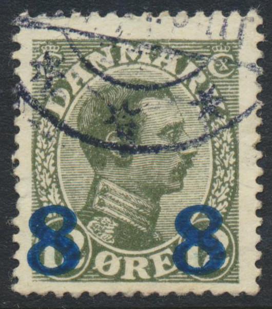 Denmark Scott 162 (AFA 119), 8/12ø olive Provisional, F Used