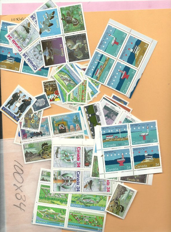 CANADA  discount POSTAGE packet 100X34c MINT never hinged FACE $34