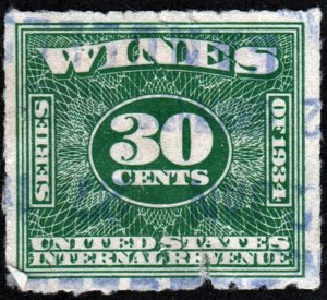 RE101 30¢ Wine Revenue Stamp (1934) Used