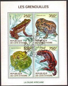 Ivory Coast 2014 Frogs Sheet Used / CTO