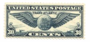 Scott # C24 30 cent Blue Winged Globe ( Trans Atlantic Issue )