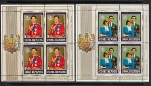 COOK ISLANDS, Royal Mini-Sheets, RARE 1987 SURCHARGE ISSUE, 9 sheets. Cat £600 