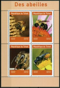 Chad 2019 MNH Bees 4v M/S Abeilles Insects Flowers Nature Bee Stamps