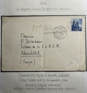 1954 Palma De Mallorca Ambulant PO Spain Cover To Neufchâtel Switzerland