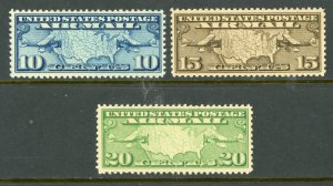 USA 1926 Airmail Map & Mail Plane Scott C7-9 Set MNH X590