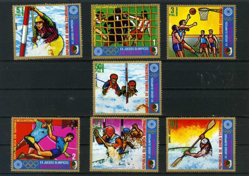 EQUATORIAL GUINEA 1972 SUMMER OLYMPIC GAMES AUGSBURG SET OF 7 STAMPS  MNH