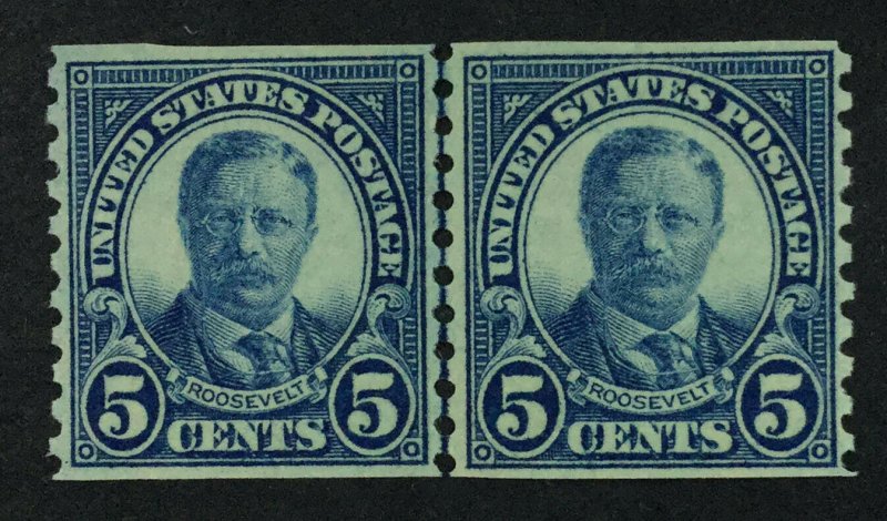 MOMEN: US STAMPS #602 COIL LINE PAIR MINT OG NH LOT #49260