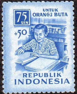 Indonesia B91 - Unused-NG - 75s + 50s Reading Braille (1956) (cv $1.25)