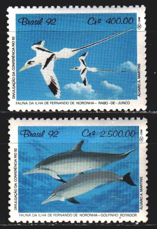 Brazil. 1992. 2455-56. Birds, albatrosses, dolphins. MNH.