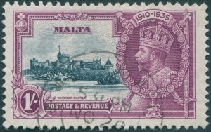 Malta 1935 1s slate & purple Jubilee SG213 used