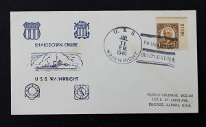 US Naval Cover USS WAINWRIGHT #684 Shakedown Cruise Paramaribo Dutch Guinea 1940