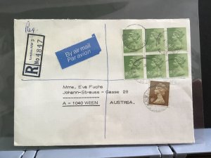 U.K 1976 Registered Air Mail to Austria  stamps cover R31669