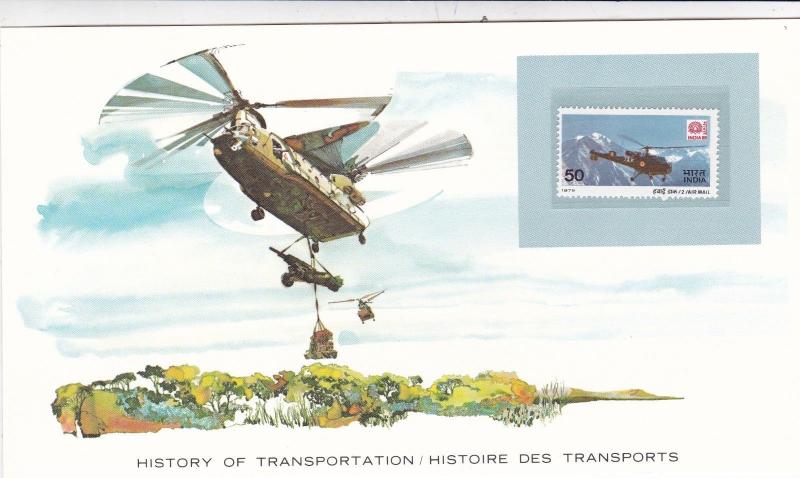 History of Transport India Helicopter Presentation Card VGC