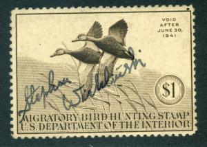 RW7 1940 US Department of the Interior - Black Mallards - $1 Used Duck Hunting