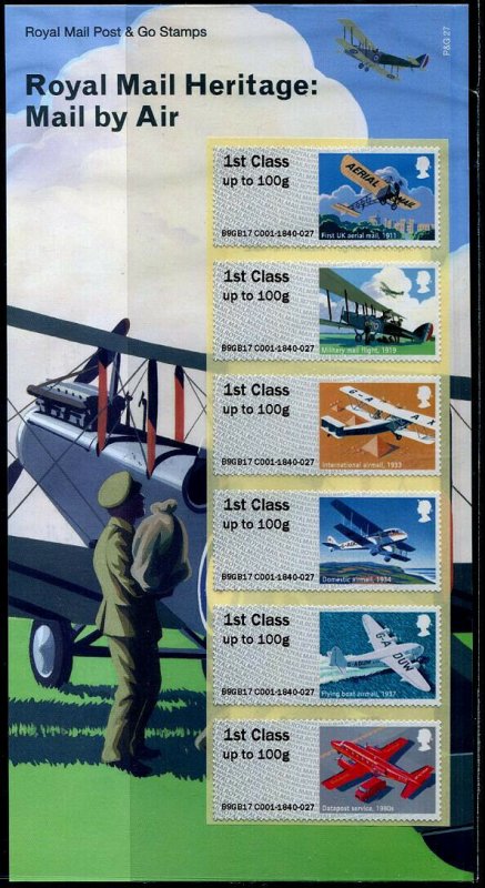 HERRICKSTAMP GREAT BRITAIN NEW ISSUE Royal Mail Heritage - Mail by Air Post & Go