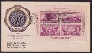 1936 TIPEX souvenir sheet of 4 Sc 778-25 with F. Rice cachet 