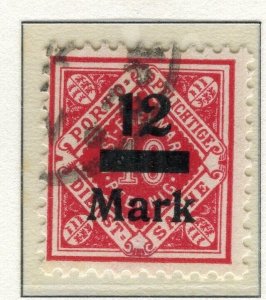 WURTTEMBERG; 1921 early Numeral surcharged issue fine used 12M. value