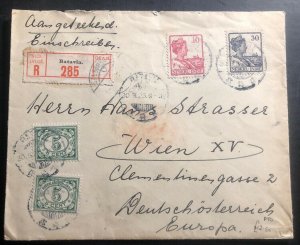 1923 Batavia Netherlands Indies Registered cover To Vienna Austria Back Seal