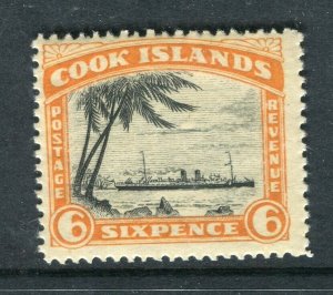 COOK ISLANDS; 1940s early GVI Pictorial issue fine Mint hinged 6d. value