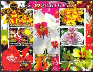 Congo 2004 Flowers Orchids Sheet of 6 MNH Private