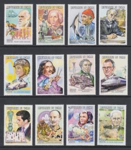 Chad Sc 918-929 MNH. 2001 Famous Explorers, Inventors, Writers, cplt set, VF.