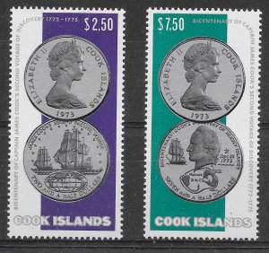 COOK ISLANDS SG492/3 1974 CAPTAIN COOK'S SECOND VOYAGE MNH*