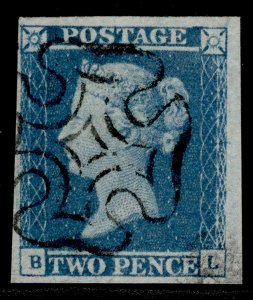 GB QV SG13, 2d pale blue, FINE USED. Cat £350+ SCOTTISH MX BL 