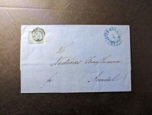 1857 Norway Folded Letter Cover Kristiansand to Arendal