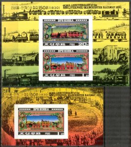 Korea 1980 trains Railway Liverpool - Manchester Imperf. Mi.2065/6B Bl.86B MNH