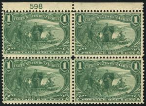 285 F/VF OG VLH, Block with plate number, bottom sta..MORE.. r3114