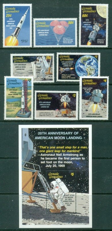 GRENADA GRENADINES SCOTT #'s 1067-1075 SET, MOON LANDING, MNH, GREAT PRICE!