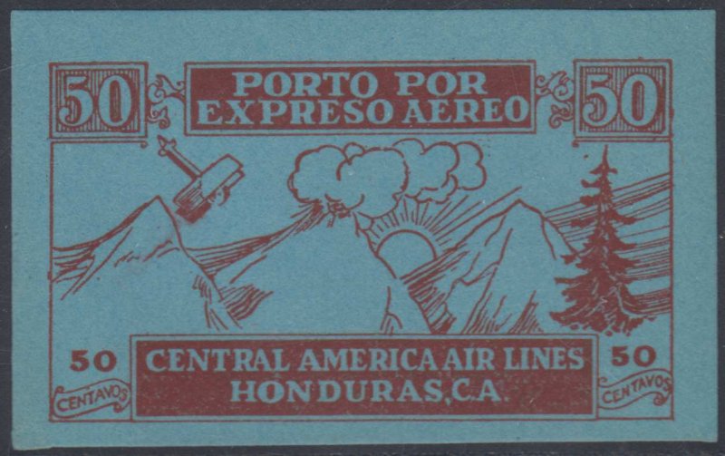 HONDURAS 1927 AIR POST SEMI OFFICIAL Sanabria SO2a TOP VALUE IMPERF MNH VF 