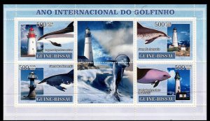 GUINEA BISSAU - 2007 INTERNATIONAL YEAR OF THE DOLPHIN / LIGHTHOUSE M/S MNH