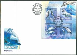 MOZAMBIQUE  2013 DOLPHINS  SHEET FIRST DAY COVER