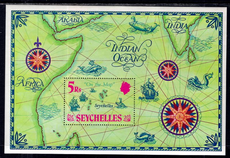 Seychelles 284 Map Souvenir Sheet MNH VF