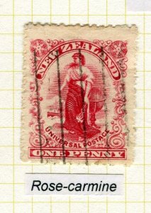 NEW ZEALAND; 1906 Penny Post issue used Shade P14, 1d. value Wellington