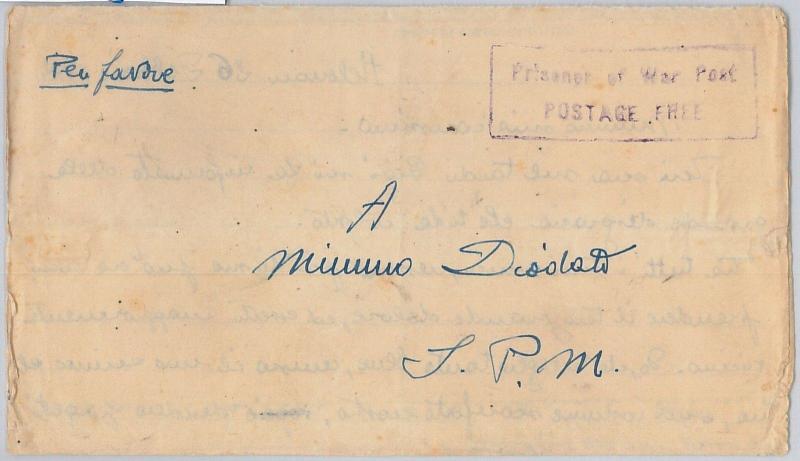 55999 -   EGYPT / WWII -  POSTAL HISTORY:  COVER from P.W.  HELOUAN   1944