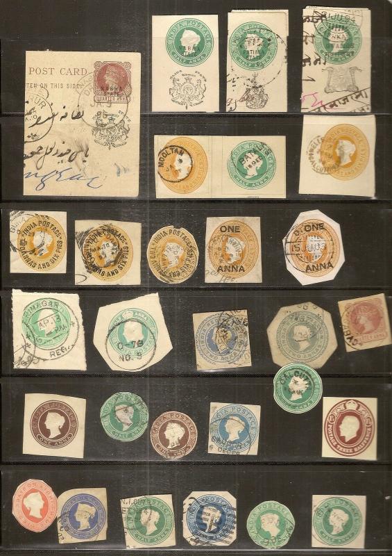 India QV Collection of Postal Stationery Cutouts (57)