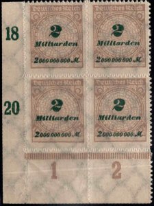 Germany Scott 306 MNH** hyper inflation Lower left corner block few wrinkles