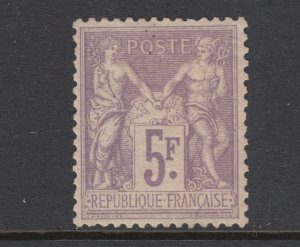 France Sc 96 MLH. 1877 5fr violet on lavender Navigation & Commerce, VF