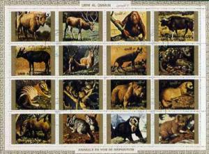 Umm Al Qiwain 1972 Animals #3 sheetlet containing 16 valu...