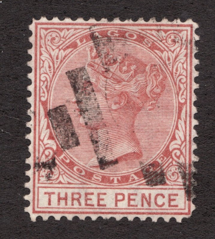 Sc 9 -  Lagos - 1876 - Three Pence - QV - Used VF -  superfleas - cv$21